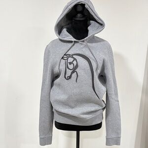 HERMES Gray Hoodie with Lamb Leather Horse Graphic